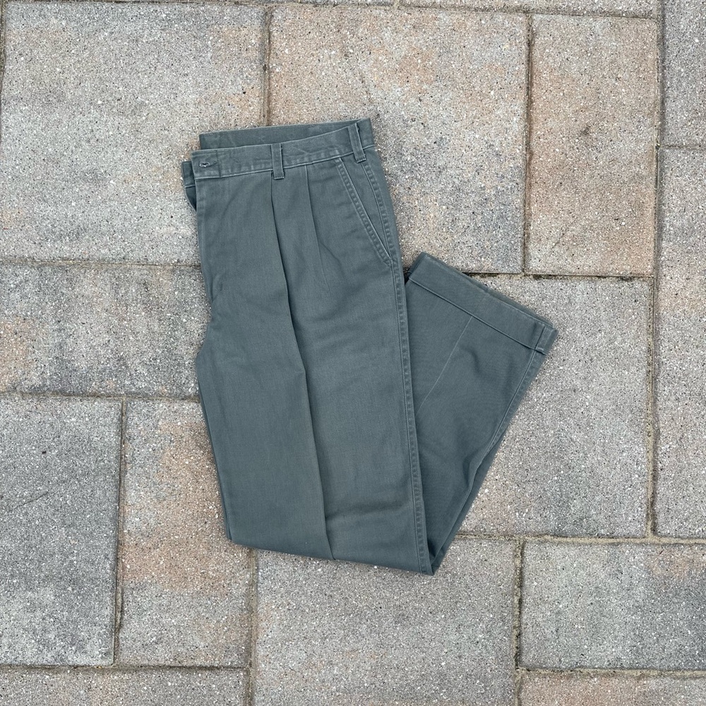 Olive Green - Pleaded JW Pants - 38x32 - Made In Mexico - Cotton